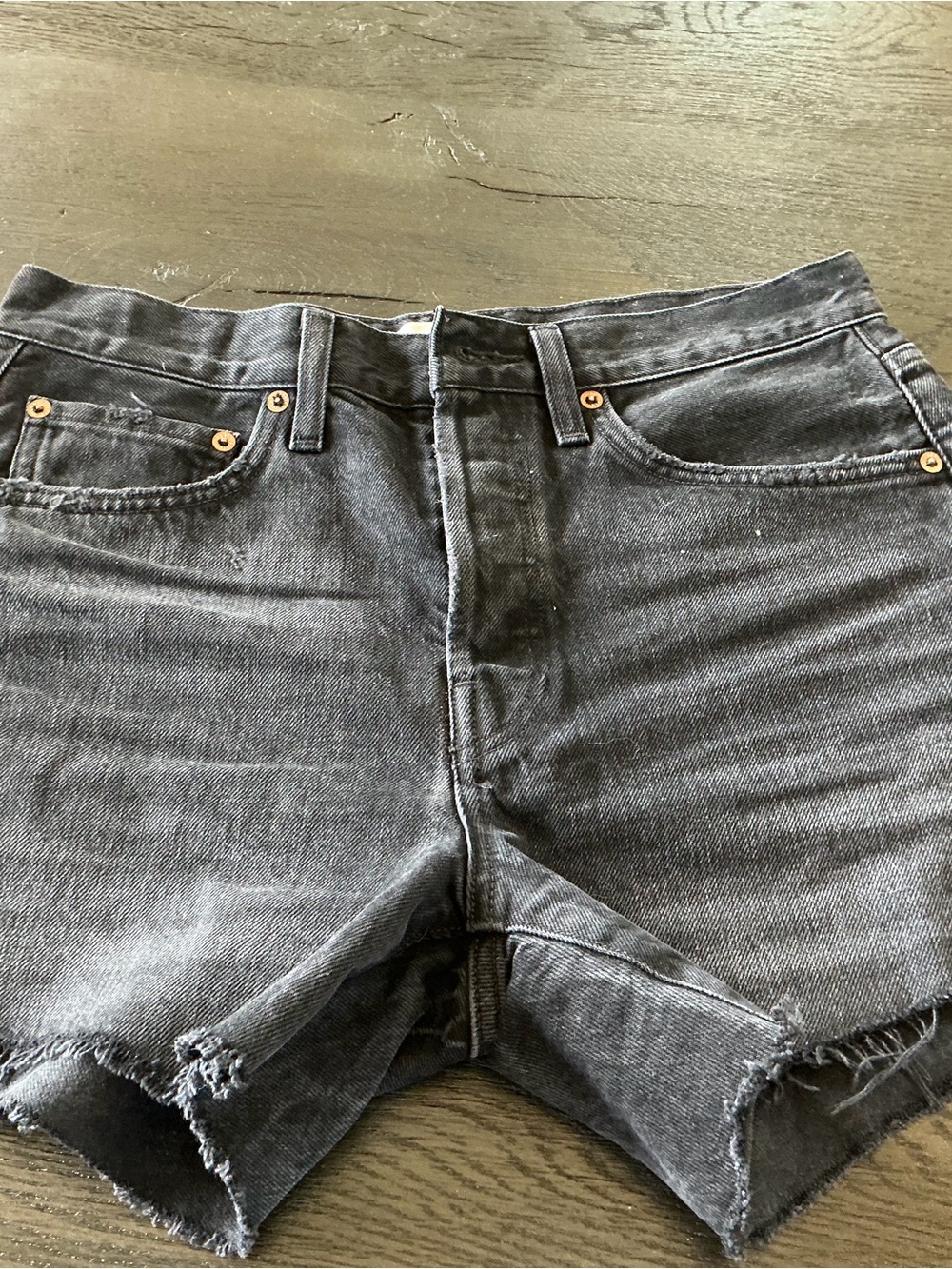 Agolde Parker Long Short Black High-Rise Denim Shorts - Size 26
